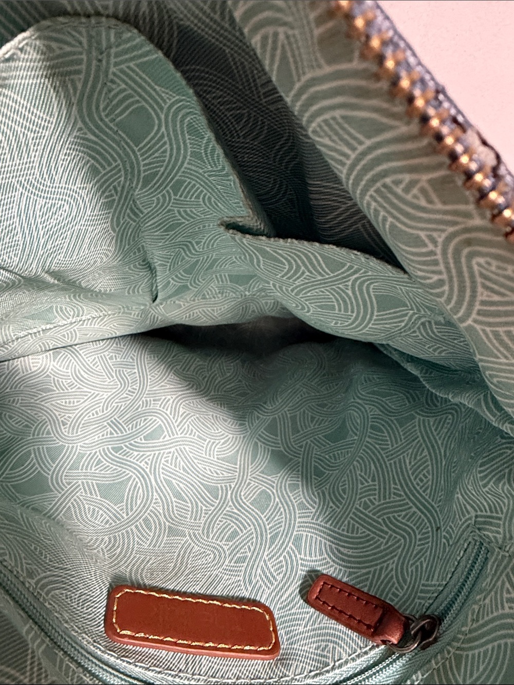 The Sak Blue Pebbled Leather Crossbody with Stitch Paneling - Picture 3 of 5